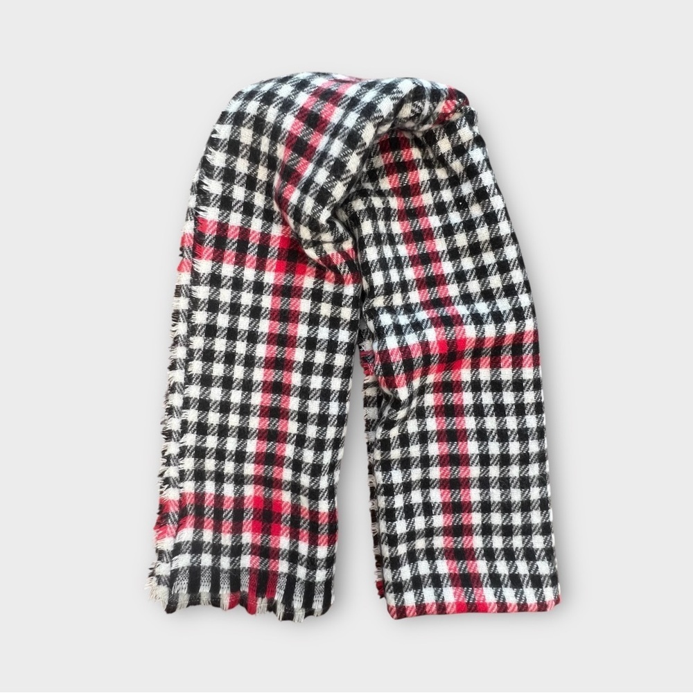 Nine West Black, White, and Red Plaid Scarf